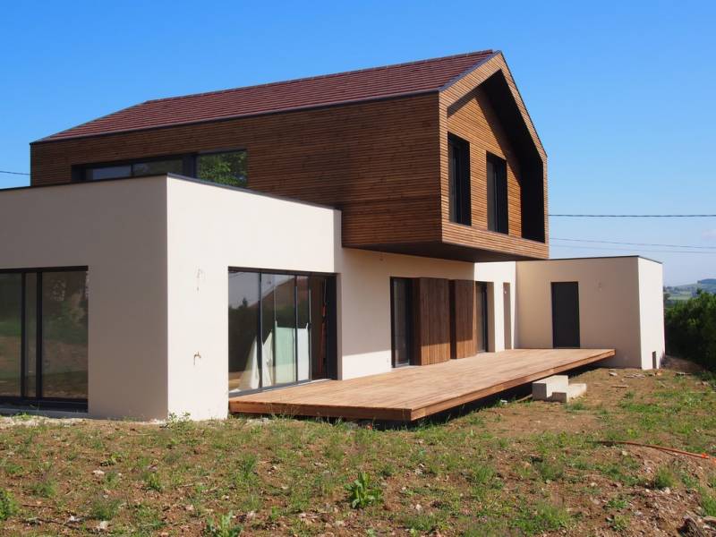 Réalisation d'une maison neuve en ossature bois à Fleurieux sur l'Arbresle